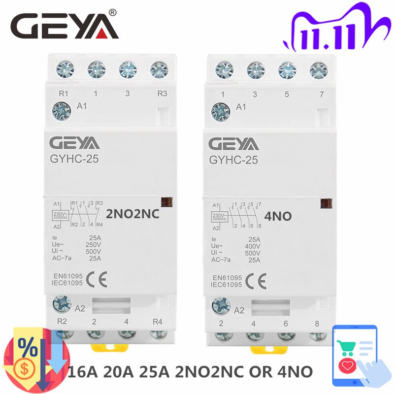 GEYA GYHC 4P 25A 220V/230V 50/60HZ Din   A..